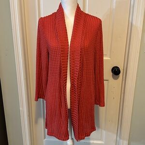 Chico's Travelers open cardigan -slinky  crinkle‎ Size 3(Large) rust/orange